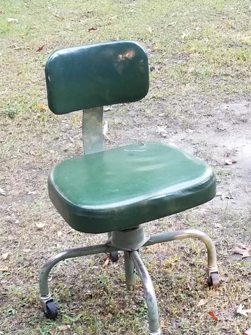 ANTIQUE VINTAGE GREEN OFFICE LEATHER SWIVEL CHAIR COLE B Cover