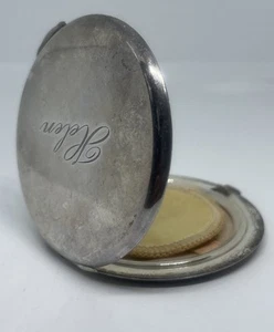 1920’s-30s Birks Solid Sterling Silver Powder Puff Mirror Compact Engraved Helen - Bild 1 von 14