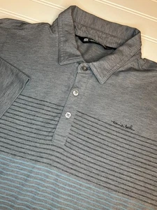 Travis Matthew 3 Button Polo Gray w/ Stripes Golf Men's Size Large - Picture 1 of 8