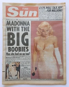 MADONNA - With The Big Boobies (Oscars) - The Sun UK Newspaper (27 MAR 1991) - Picture 1 of 5