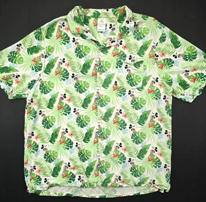 DISNEY MICKEY MOUSE HAWAIIAN SHIRT MENS XL VISCOSE FLORAL TROPICAL PALM ALOHA - Picture 1 of 9