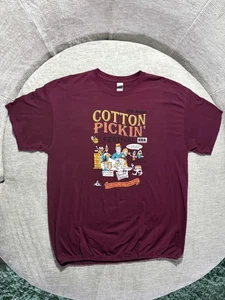 Cotton Pickin' Festival Shirt Mens XL Maroon 19th Annual Graphic Tee Gildan - Picture 1 of 9