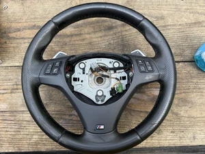 2008-2013 BMW E90 3-Series E82 M-Sport Leather Paddle Shift Steering Wheel OEM - Picture 1 of 4
