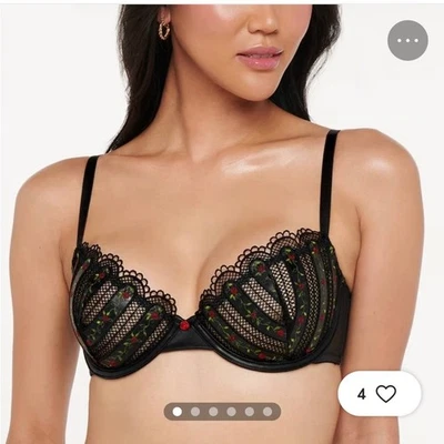 Sutiã Savage X Fenty Renaissance rosa sem forro semi couro caviar preto - Imagem 1 de 4