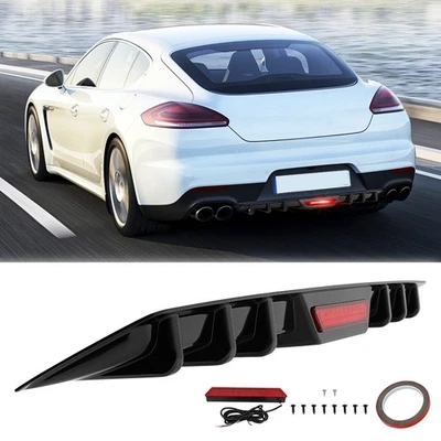 Labio difusor de parachoques trasero para Porsche Panamera + luz de freno trasera LED negro brillante Foto 1 de 4