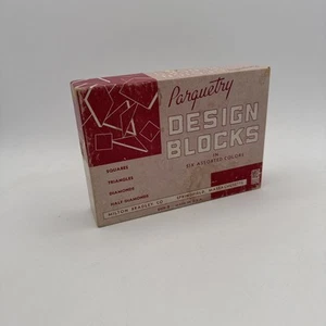Vintage Milton Bradley Parkett Design Blöcke #8439-B, 84 Stück Holzfliesen - Bild 1 von 5