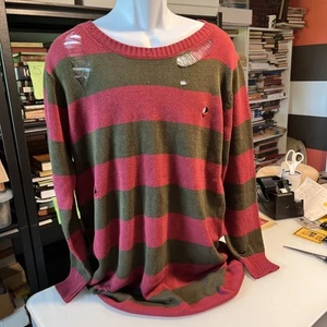 Nightmare on Elm Street Freddy Krueger Striped Distressed Knit Sweater Size XXL - Picture 1 of 10