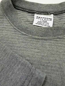 Vintage 90s Blank Shirt Men Large Ribbed Texture Minimal Midweight Gray USA Made - Picture 1 of 17