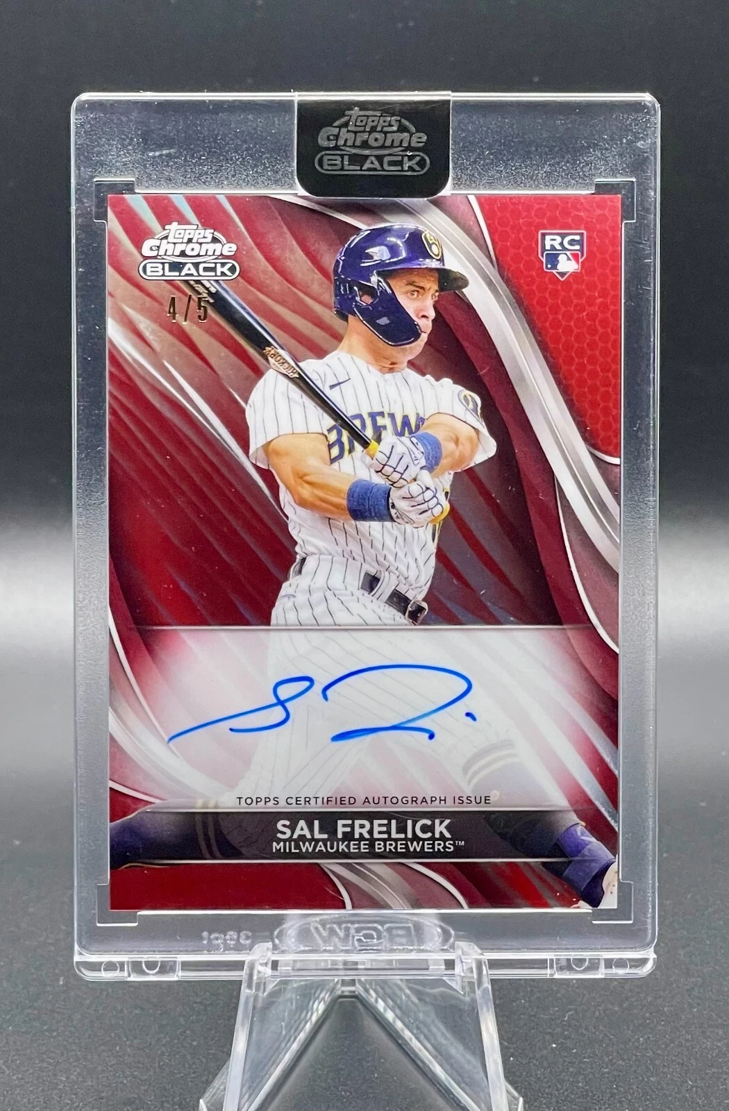 2024 Topps Chrome Black Sal Frelick RC Brewers CBA-SF Red Refractor Auto /5