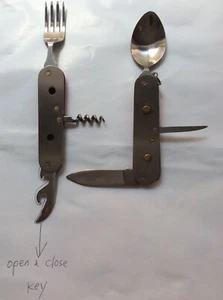 7 Function Camper Mult Folding knife Fork Spoon Survival Camp sports New - Picture 1 of 5