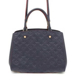LOUIS VUITTON Montaigne Size MM Monogram Empreinte Leather Marine Rouge M42746 - Picture 1 of 16