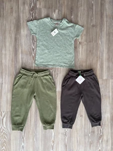 John Lewis Bundle Green Grey Joggers Trousers T-Shirt Boys 2-3 Years - Picture 1 of 13