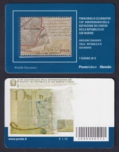 Tessera Filatelica Definizione Confini Repubblica di San Marino 2013 - Imagen 1 de 1