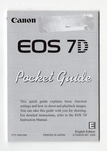 Canon EOS 7D Pocket Guide Fold Out Camera Instruction Manual In English - Picture 1 of 8