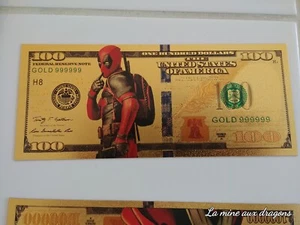Billet Deadpool Marvel OR Collector Gold Doré card carte Goodies Ticket Banknote - Picture 1 of 1
