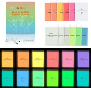 12 Color Glow in the Dark Pigment Powder Set - 0.7Oz Each - Picture 1 of 12