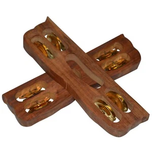 Par de platillos de mano de instrumento de percusión musical indio Kartal de madera - Imagen 1 de 5