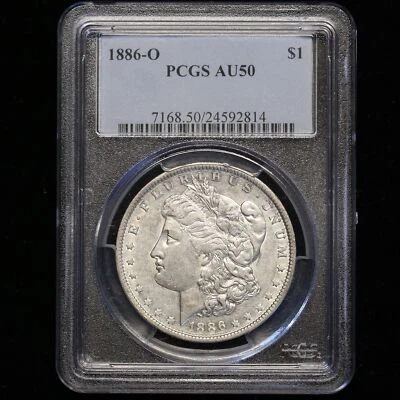 TOUGH 1886 O MORGAN SILVER DOLLAR PCGS ORIGINAL CERTIFIED COIN AU50 - Image 1 of 2