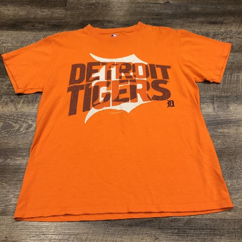 Detroit Tigers Shirt Adult Medium Orange White MLB Baseball Mens READ Cover