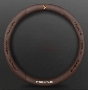 15" Steering Wheel Cover Genuine Leather For Porsche All Brown New - Picture 1 of 4