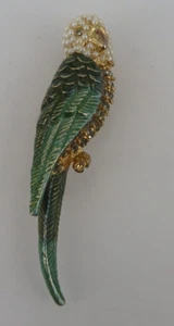 Neugablonz: Brosche Papagei Emaille Swarovski Elements um 1960 (35886) - Bild 1 von 5