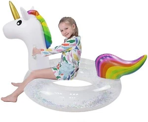 IXIR flotador inflable, flotadores de lentejuelas brillantes para piscina, anillo de piscina unicornio - Imagen 1 de 8