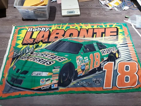 2001 Bobby Labonte Large NASCAR Interstate Batteries Joe Gibbs Racing Flag EUC Cover