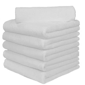 6 Pcs Microfiber Towel Edgeless No Scratch Cleaning Clothes 16"x16", White - Picture 1 of 11