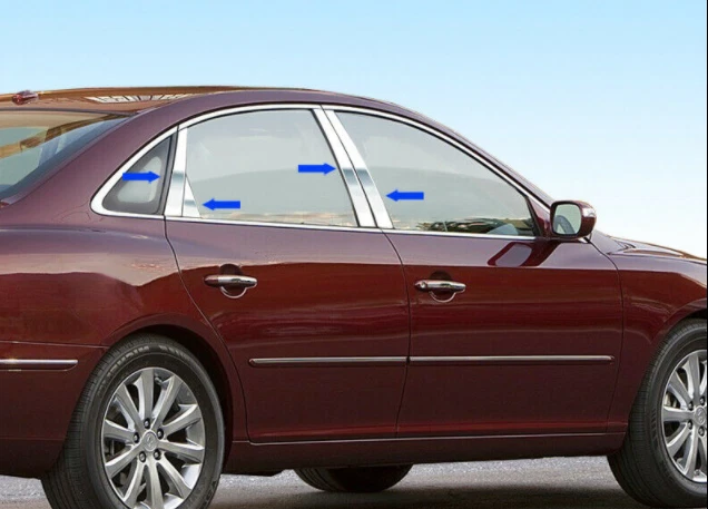 Borde de poste de pilar de acero inoxidable 8 piezas para Hyundai Azera 2006-2011 Foto 1 de 1