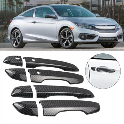 Door Handle Cover Trim for Honda Civic 2016 2017 2018 2019 Carbon Fiber Style - Image 1 of 4