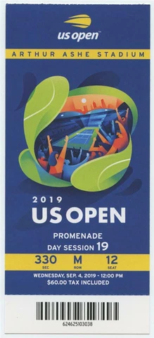 9/4 2019 US Open Tennis Promenade FULL TICKET Serena Williams Bianca Andreescu Cover