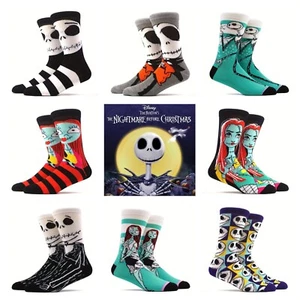 Disney's Tim Burtons Nightmare Before Christmas Jack Skellington & Sally Socks - Picture 1 of 17