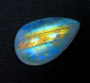 8.CT 100% NATURAL BLUE FIRE RAINBOW MOONSTONE PEAR CABOCHON GEMSTONE CK=112 - Picture 1 of 6