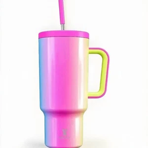 Vaso Meoky 40 oz con mango, tapa y pajita - acero inoxidable aislado CARNAVAL - Imagen 1 de 2
