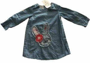Za-Patitos Mädchen Hemdblusenkleid Häschen Denim 100% Baumwolle Gr. 2-3 Jahre (170.C) - Bild 1 von 5