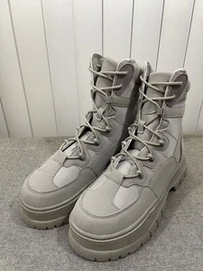 ASOS DESIGN Lace Up Boots in Gray Faux Suede On Chunky Sole Mens US Size 11 New - Picture 1 of 10