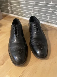 Scarpe eleganti da uomo Cordwainer Wright 11 1/2 B in pelle alare nere USA vintage - Foto 1 di 15