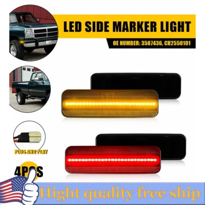 Luces de señalización LED de humo delanteras + traseras de 4 piezas para Dodge Dart 72-76 y Aspen 76-79 Foto 1 de 4