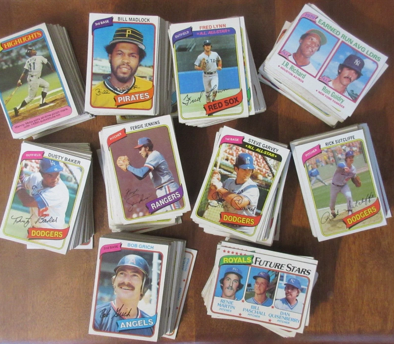 1980 Topps Baseball 500 card lot Steve Garvey Ron Guidry Jack Morris Bob Grich
