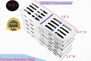 5 STERILISATION KASSETTENFACH RACK BOX FASST 5 INSTRUMENTE CHIRURGISCH DENTAL BLAU - Bild 1 von 7