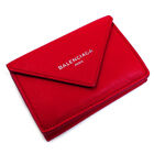 BALENCIAGA 391446 DLQ0N 6254 Paper Mini Trifold Wallet Red Leather Ladies