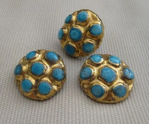 VINTAGE 60er Jahre - TÜRKIS EMAILLE RING UND CLIP OHRRINGE SET - Bild 1 von 9