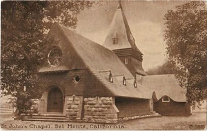 St. John's Chapel Del Monte CA Monterey County Brown Postcard - Picture 1 of 2