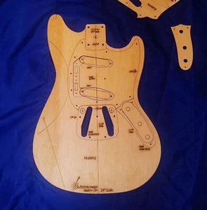 Mustang Guitar Body And Neck Template Set 24" scale MUSET - Picture 1 of 6