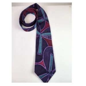 Robin Pildrow Designer Silk Purple Abstract Art Pattern Vintage Men's Necktie - Picture 1 of 6