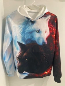 Wolf Graphic Hoodie Sweater Youth Hooded Sweatshirt Colorful - Picture 1 of 14