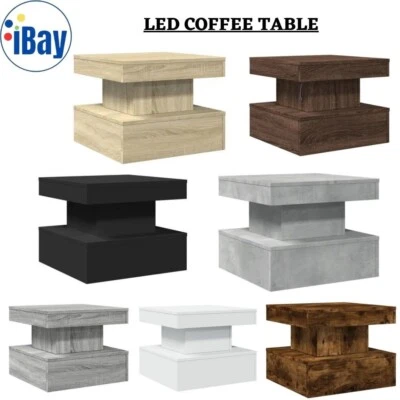 VIDAXL Led Coffee Table Wooden Tea Side End Center Table Modern Living Room Furniture