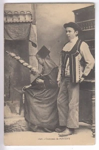 CPA PONTIVY 56 - COUPLE EN COSTUME TRADITION FOLKLORE INTERIEUR BRETON 1911 ~C32 - Imagen 1 de 2