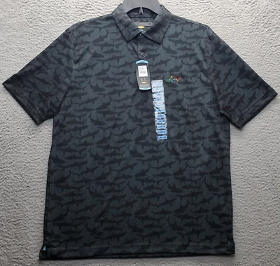 Camisa Polo Greg Norman Golf Performance Hombres Grande Multi Estampado de Tiburón Abertura Popover Foto 1 de 4