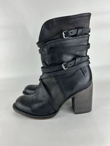 Botas occidentales Freebird Baker para mujer talla 9 de cuero negro con cinturón y cremallera - Imagen 1 de 12